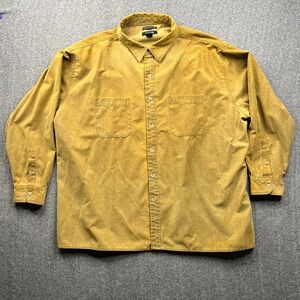 Bruno Button Down Shirt Mens 4X Big Mustard Yellow Sueded Microfiber Long Sleeve